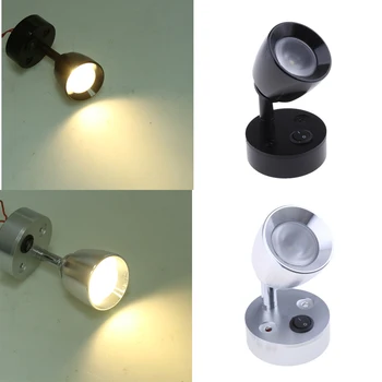 

4pcs Marine Boat RV LED Reading Light Switch Lamp for Bedside Wall Mount - 12V 3W 3000K - Black+White