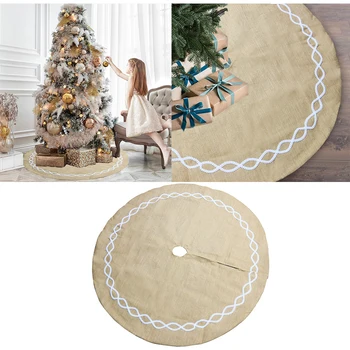 

122cm Round Christmas Tree Skirt Xmas Party Home Floor Decoration Christmas Decoration Tree Skirt Jute Cloth Christmas Tree Apr