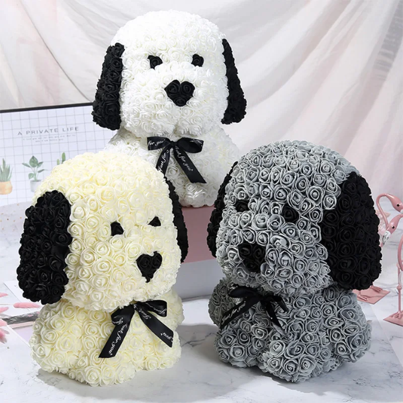 38cm Rose Huba dog with LED Flower Artificial Flowers Home Wedding Festival Decoration Gift Box | Дом и сад