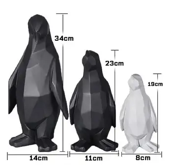 

Artwork model Penguin Resin Statue Nordic Figurine Creative Sculpture Geometric Decoration Animal Penguin Abstract Home Decor
