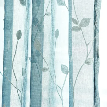 

Lychee Salix Leaf Embroidered Curtain Modern Roman Blinds Door Curtain Window Room Divider Curtain Valance Home Decoration