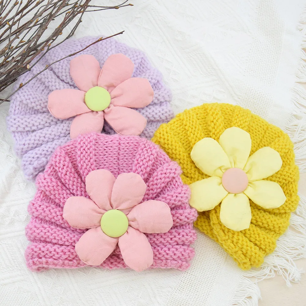 

Lovely Flower Bowknot Baby Hat Cute Solid Color Baby Girls Boys Hat Turban Soft Newborn Infant Cap Headband Head Wraps Christmas