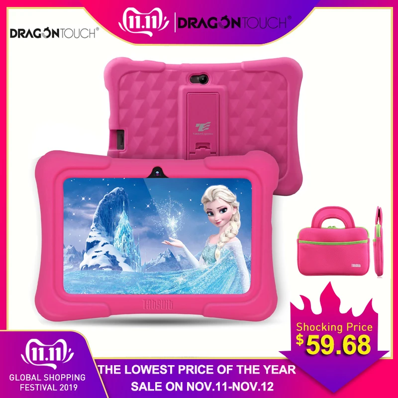 Comprar Dragón táctil Y88X Plus 7 pulgadas chico s Tablet para niños 16GB Quad Core Android 8,1 + bolso de pestaña + Protector de pantalla regalos para niño chico