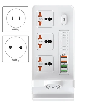 

Smart with Wireless 2USB 2 QC 3.0 Fast Charging 3AC Universal Socket