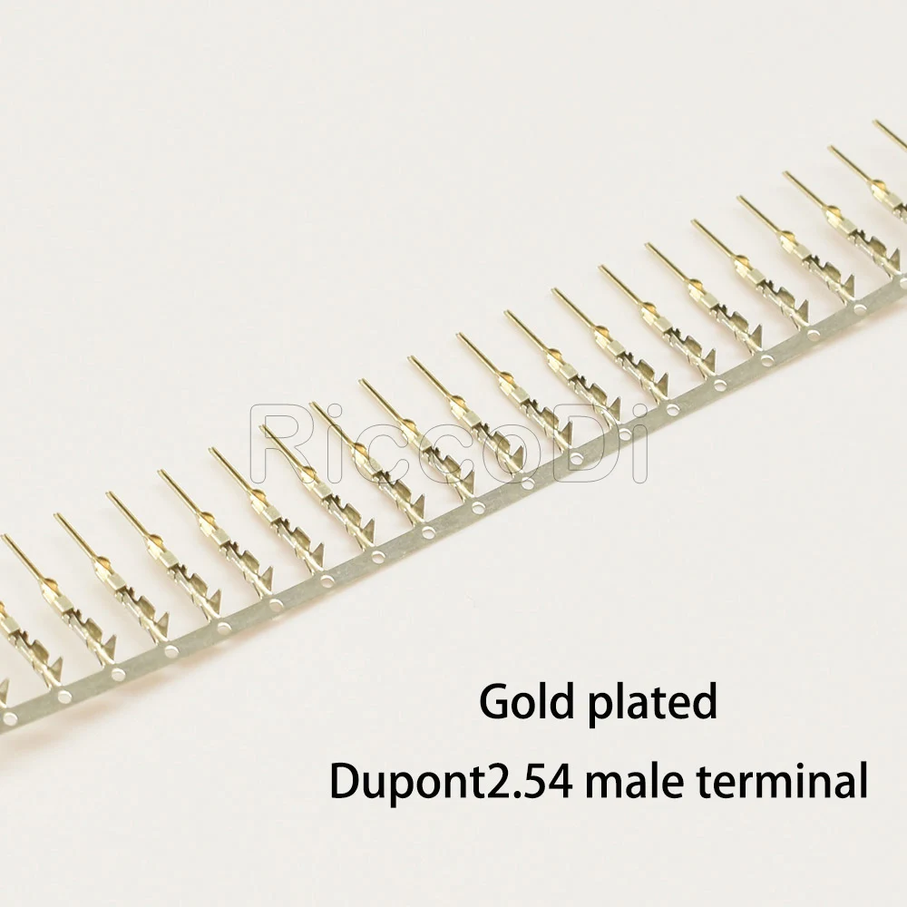 Male 100/200 шт для полупозолоченного разъема Dupont нужна Луженая Медь 2,54 мм металлическая клемма Femal или Male Pin - Цвет: Male