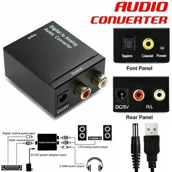 

Digital Optical Coaxial Toslink Signal To Analog Audio Converter Adapter RCA L/R Digital To Analog Audio Converter