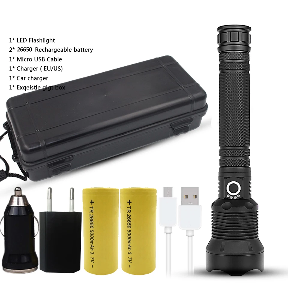 Package I Супер светодиодный фонарик XLamp xhp70.2 самый мощный фонарик usb Zoom фонарь xhp50 18650 26650 фонарик с перезаряжаемой батареей - Испускаемый цвет: Package I