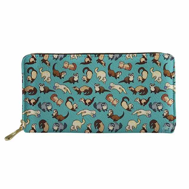 WHEREISART Cute Cheeky Ferrets money purse for women Long women wallet cute coin money bags female purse card holder bags - Цвет: YQ3343Z21