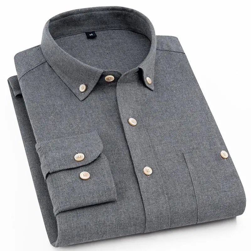 Лето осень мужская одежда Slim Fit Мужская рубашка с длинными рукавами Мужская однотонная повседневная мужская рубашка Social Oxford мягкая удобная - Цвет: Dark Grey 02