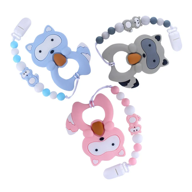 Imebaby baby cartoon animal teether silicone kaola rodent baby silicone beads DIY silicone pacifier chain