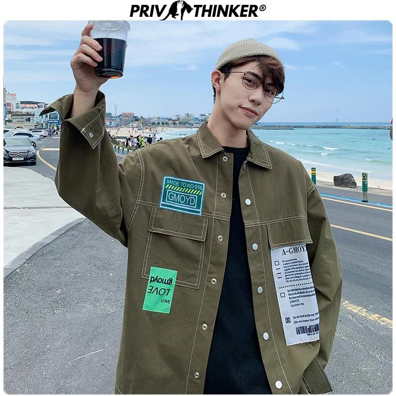 

Privathinker Mens Korean Autumn Cotton Jackets Men Hip Hop 2020 Print Jacket Male Streetwear Casual Oversize Clothing Fashion