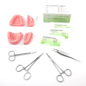

Dental practice kit, Oral model, Swaged needle, Training instrument kit with selica gel for Dental Students oral suture training