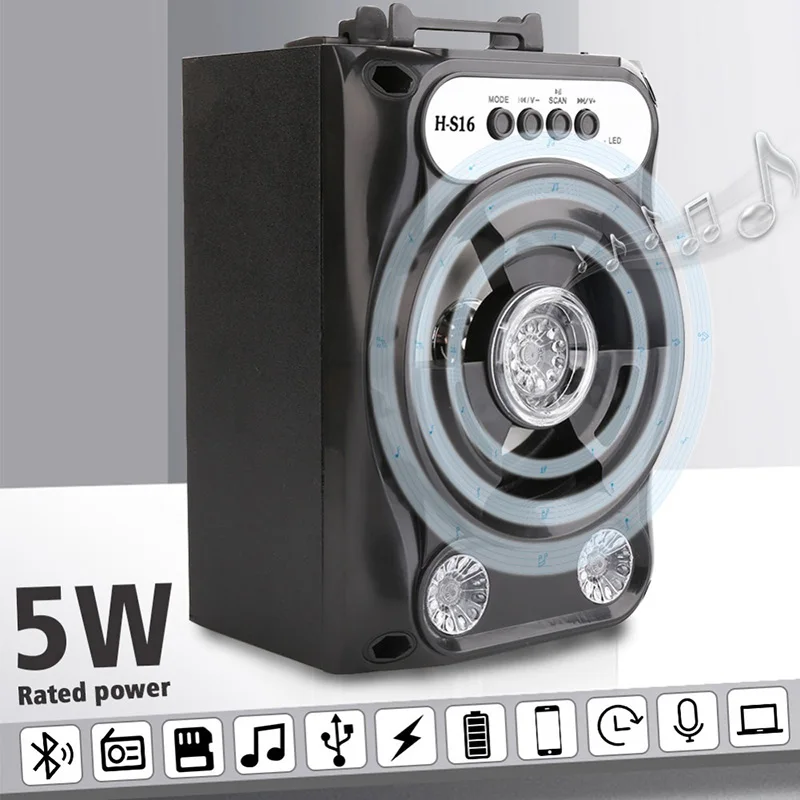 2019 Protable Bluetooth Speaker Wireless Bass Stereo Sound System With Led Light Speaker Support TF Card FM Radio Outdoor Travel