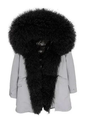Роскошная теплая зимняя куртка с большим меховым воротником, пальто, женская куртка на утином пуху, шерстяное пальто-40 градусов, Брендовая женская пуховая парка - Color: photo color