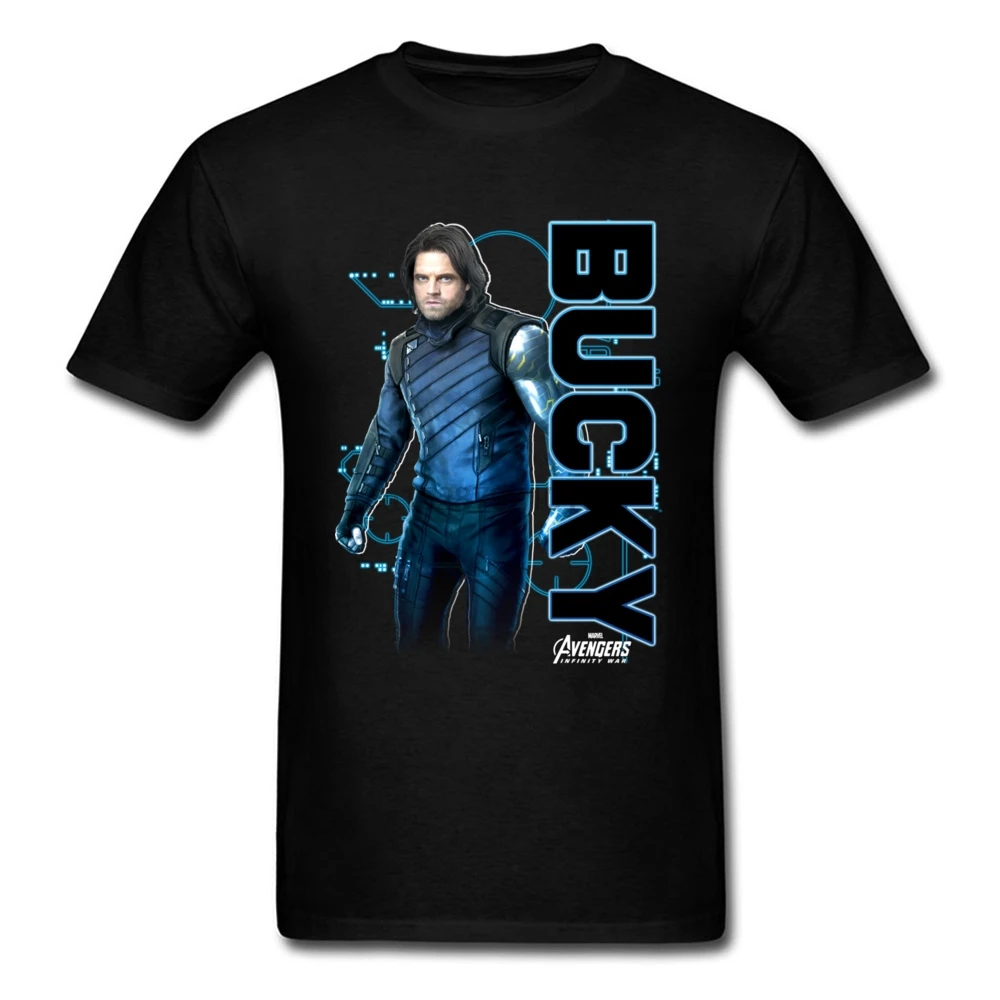 Мужская футболка Bucky Techie Barnes Уникальные топы черная рубашка хлопок круглый вырез
