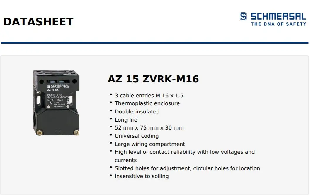 AZ 15 AZ 15 ZVRK-M16 Safety switch with separate actuator AZ15/16-B1