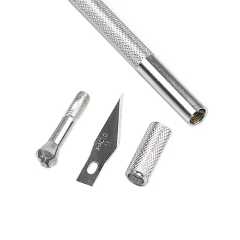 

5PC Blades Kit Cutter Engraving Craft knives Mobile Phone PCB DIY Repair Hand Tool + 1Set Non-Slip Metal Scalpel Knife Tools