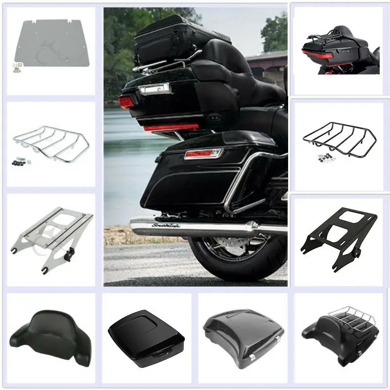 Motorcycle Pack Trunk Luggage Rack Top Rail For Harley Touring Road