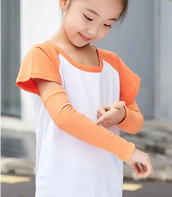 Солнцезащитный рукав для детей, летний рукав для мальчиков и девочек, защита от солнца, защита рук, нарукавник, детский наружный УФ-защитный оранжевый