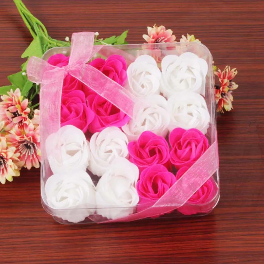 

Flower Soap Rose Soap 16Pcs Scented Bath Body Petal Flower Soap Wedding Party Gift Case Christmas Festival Decoration BOX #40