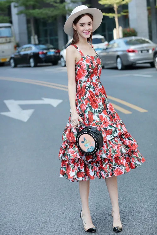 Vestidos elegantes модное дизайнерское бальное платье, женское пляжное платье на тонких бретелях с открытой спиной и цветочным принтом