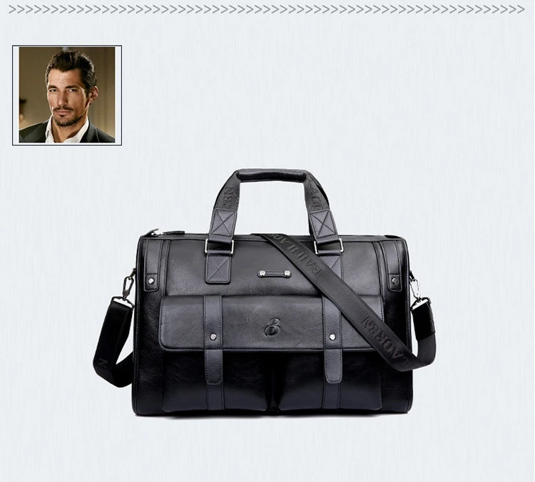 Weysfor Men PU Leather Black Briefcase Business Handbag Messenger Bags Male Vintage Shoulder Bag Men's Large Laptop Travel Bags