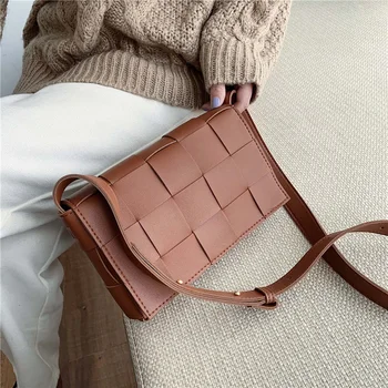 

Weave PU Leather Crossbody Bags For Women 2020 Solid Color Shoulder Bag Female Handbags and Purses Lady Travel Bag