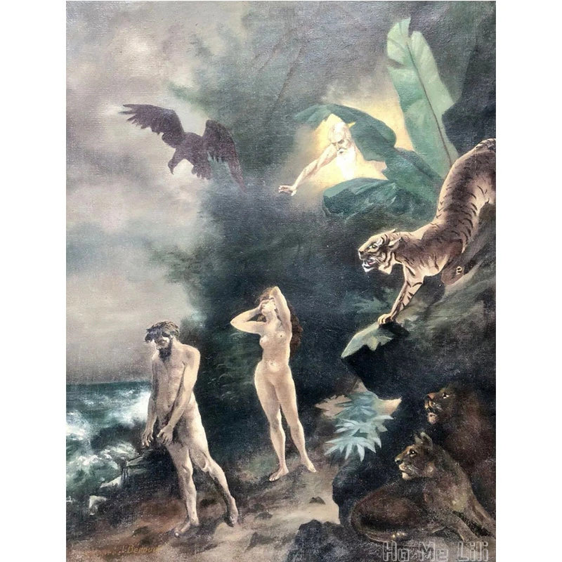 

French Medieval Mythological Animals Oil Painting Canvas Wall Art For Living Room Bedroom Decor