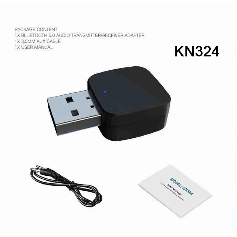 3,5 мм AUX Bluetooth 5,0 аудио автомобильный комплект беспроводной музыкальный приемник передатчик адаптер USB 3,5 мм разъем для ТВ автомобиля радио динамик - Цвет: KN324