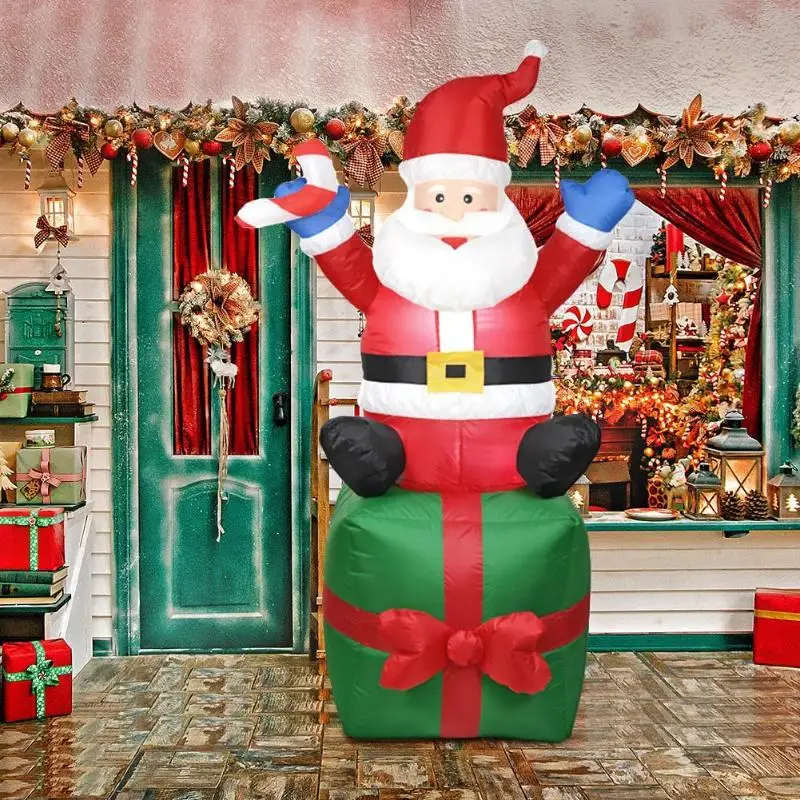 1,8 м надувной Санта-Клаус, рождественские уличные украшения, рождественские, новогодние, вечерние, для дома, магазина, двора, сада, Европейский штекер, Прямая поставка