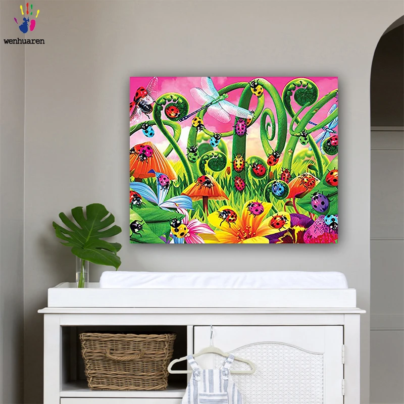 DIY Colorings Pictures Beetle Picture Drawing Painting by Numbers Framed Home with Colors Lady Canvas One Piece 40x50 | Дом и сад