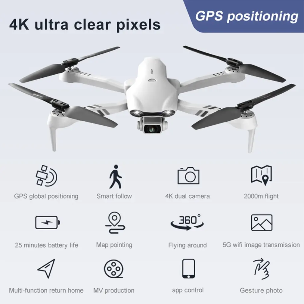 2.4 g remote control quadcopter F10 Aerial Photography Drone With 6K Dual Camera GPS Distance 2km 5G WIFI FPV Remote Control Quadcopter Rc Plane RC Quadcopter for man