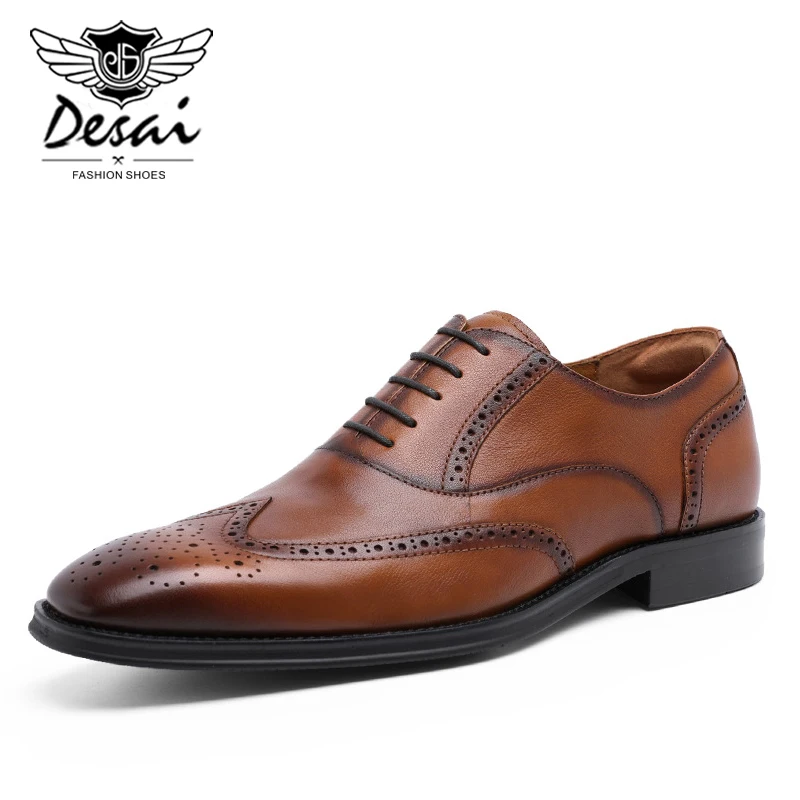 DESAI/мужская деловая модельная обувь из натуральной кожи; официальная обувь; мужская повседневная обувь с мягкой подкладкой, визуально увеличивающая рост; европейские размеры 38-45