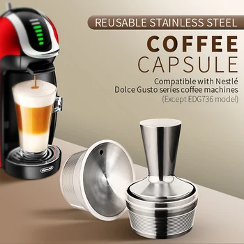 

6pcs Reusable Coffee Filter Stainless Steel For Nescafe Coffee Maker Dolce Gusto Capsule with Coffee Scoop Spoon Coffeeware Tool