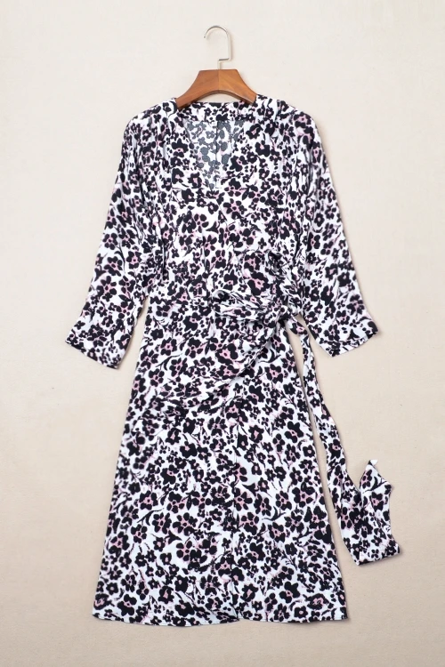 silk leopard print wrap dress