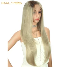 Kanyss, 28 дюймов, Омбре, блонд, длинный, прямой, синтетический, на шнуровке, передний парик для черных женщин, яки, прямой парик, на шнуровке, передний парик, накладные волосы
