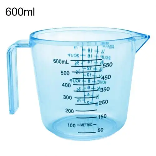 150/300/600 мл Ручка Вода Молоко Яйцо весы мерный стакан кружка инструмент измерения - Цвет: Blue 600ml