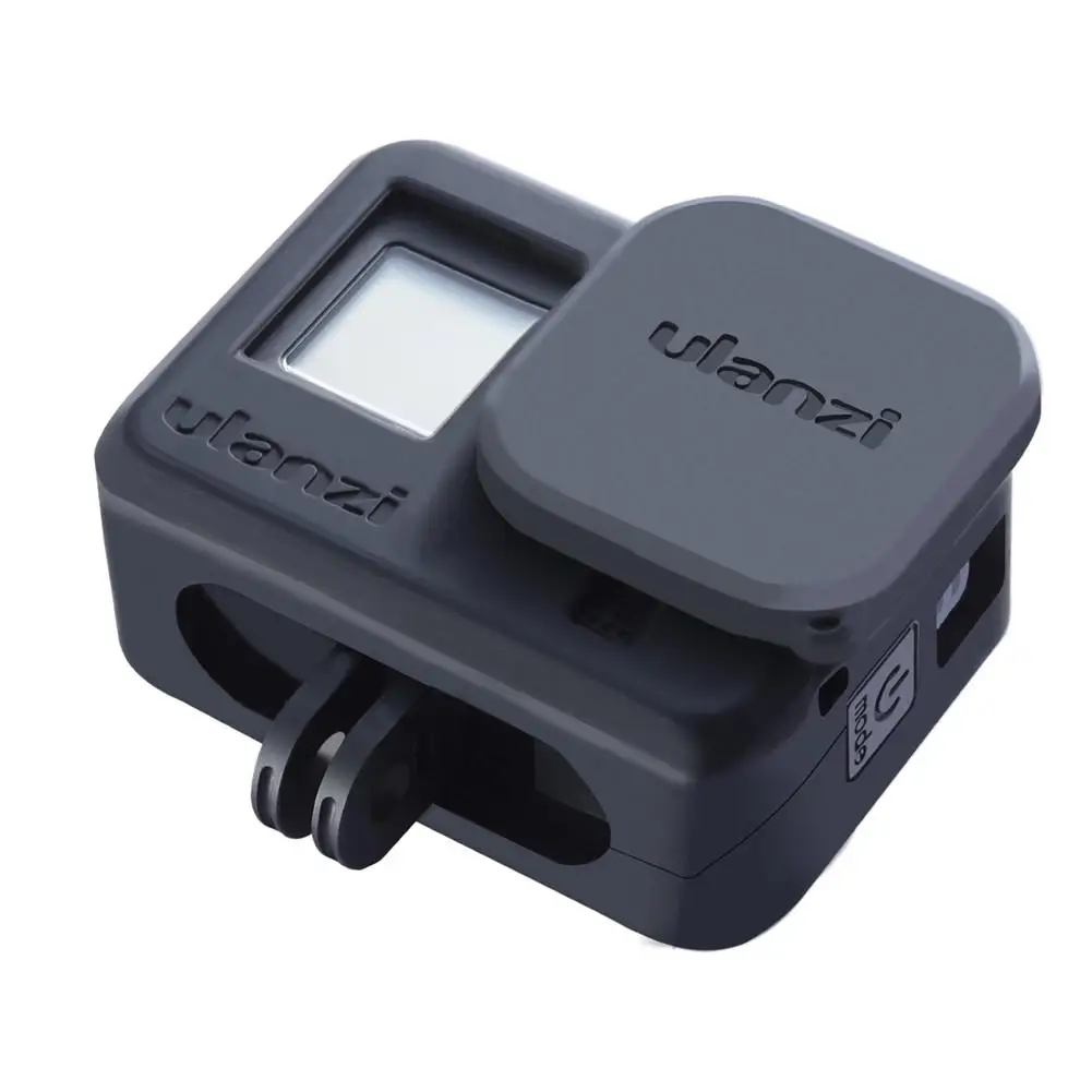 Силиконовый защитный чехол-рамка для GoPro Hero 8, черный корпус для спортивной камеры, аксессуары с ремешком на запястье