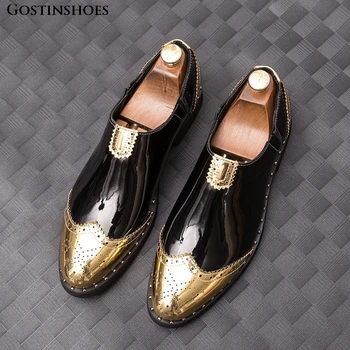 

Buty Meskie Men Business Casual Zapatos De Hombre Adults Fashion Brogue Black Cock Wire Casual Fashion Zapatos