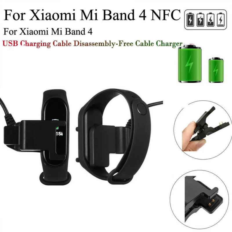 

New Charger Disassembly-free Adapter Fast Charging Cable For MiBand 4 M4 NFC Cable Charge USB Charger Cable For Xiaomi Mi Band 4