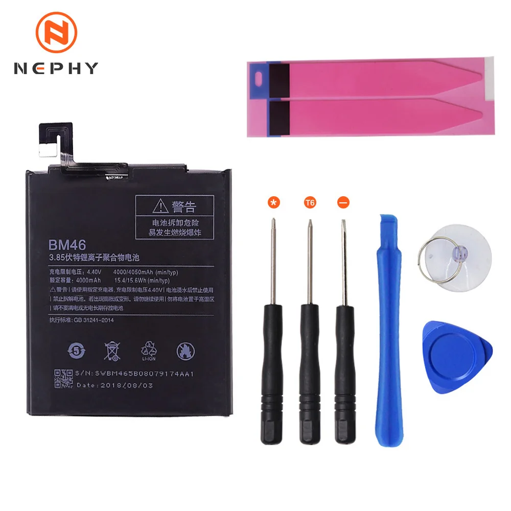 Nephy происхождения телефон Батарея для Xiaomi Redmi Note 4 4X3 Pro 3S 3X 4X mi 5 BN41 BN43 BM22 BM46 BM47 аккумулятор Инструменты для ремонта