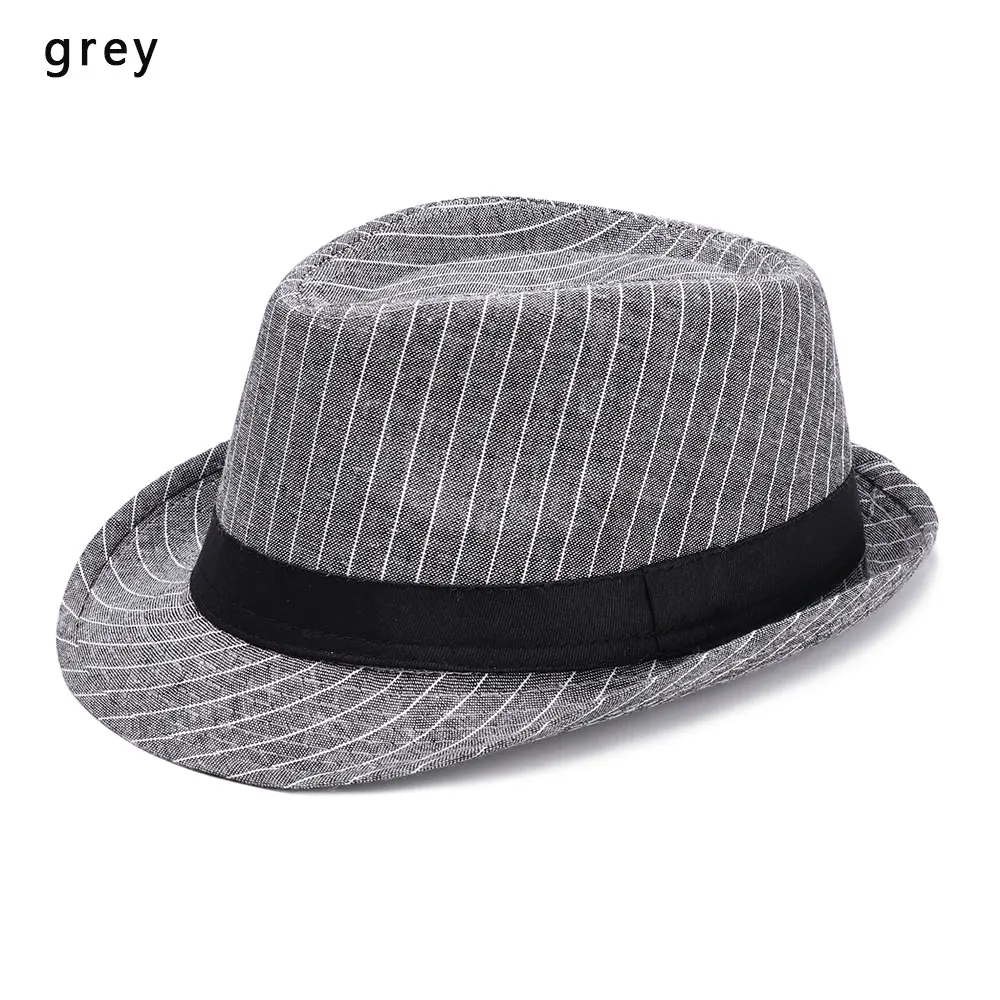 grey Модная мужская полосатая хлопковая джазовая шляпа на осень, весну, зиму, Повседневная Ретро Кепка для танцев, вечеринок, выступлений, котелок - Цвет: grey