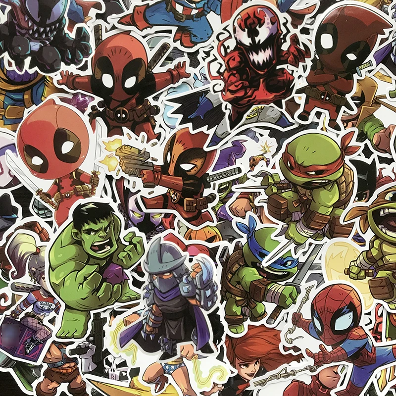 50 шт./партия мультфильм милый Marvel супер наклейки герои для детей игрушка самодельный скейтборд багаж ноутбук наклейки-граффити наклейка с бомбой пакет