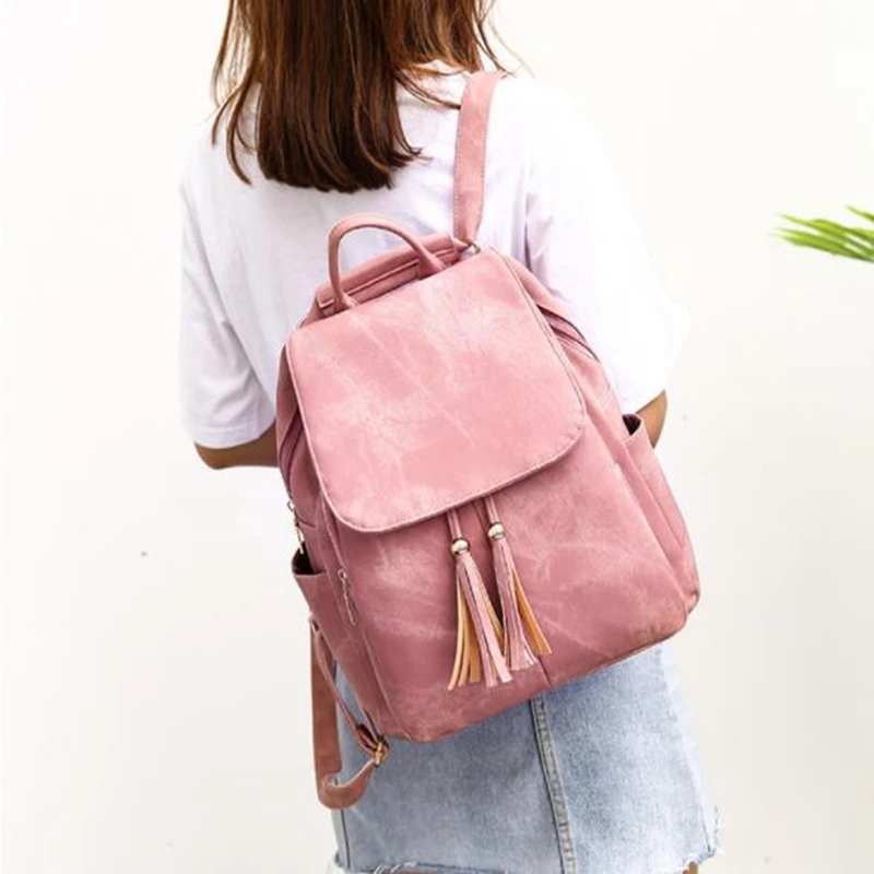 2PCS PU Leather Backpack Purse for Ladies Top-handle Bag Shoulder Bag Casual Rucksack