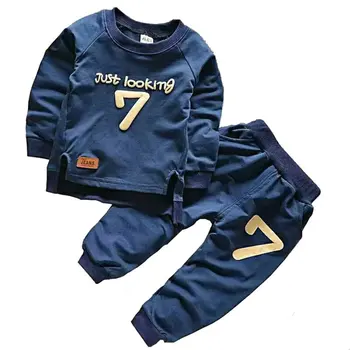

Spring Autumn Children Boys Girls Clothes Solid Color Children Boys Clothes Set Cartoon Baby Girl Long-sleeved Two-piece