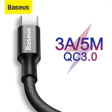 Baseus-Cable USB tipo C 3A, cargador rápido QC 3,0, para Huawei P20, Samsung, Xiaomi, nailon