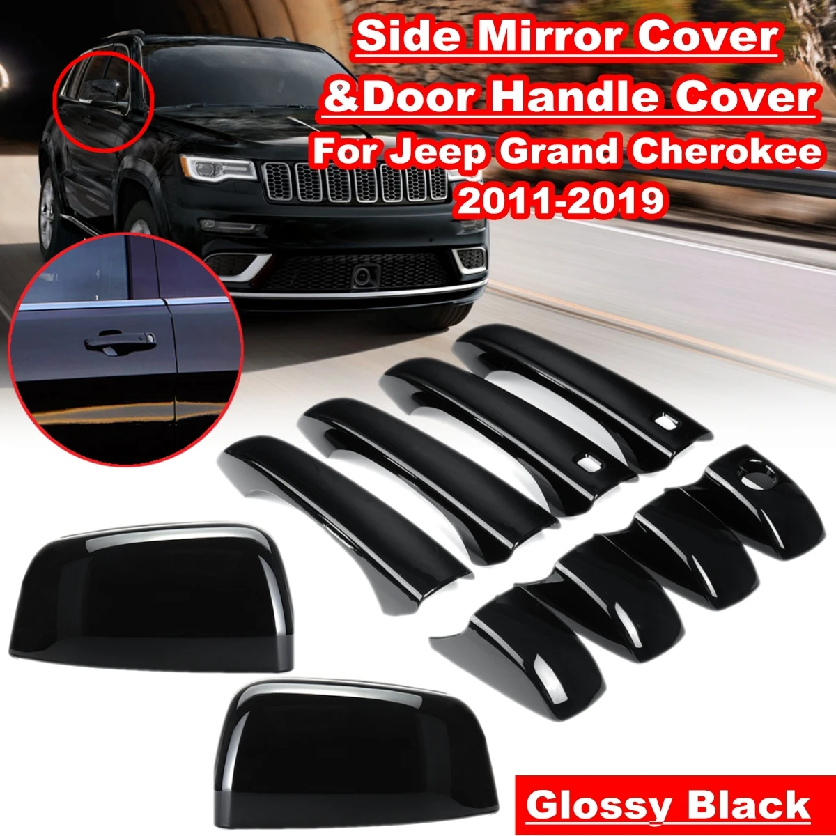 

8pcs/Set Car Exterior Door Handle Cover Gloss Black For Jeep Grand Cherokee for Dodge Durango 2011-2019 Car Styling Accessories