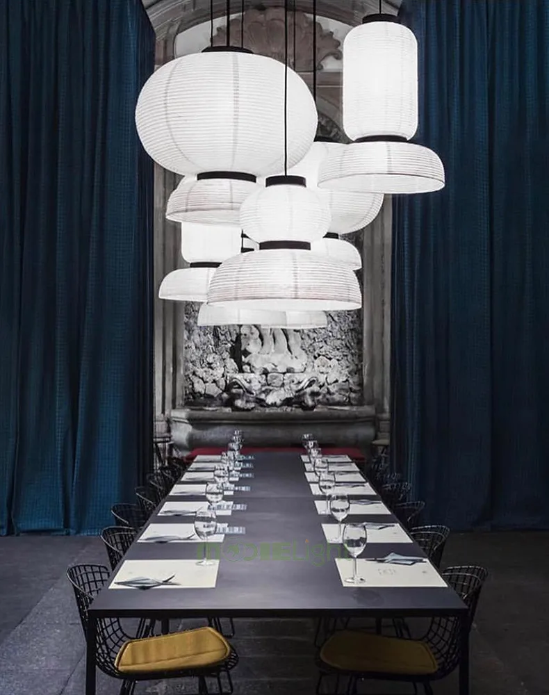 Mooielight E27 скандинавский формаками подвесной светильник постсовременная рисовая бумага дубовая белая линия спальня столовая Подвесная лампа