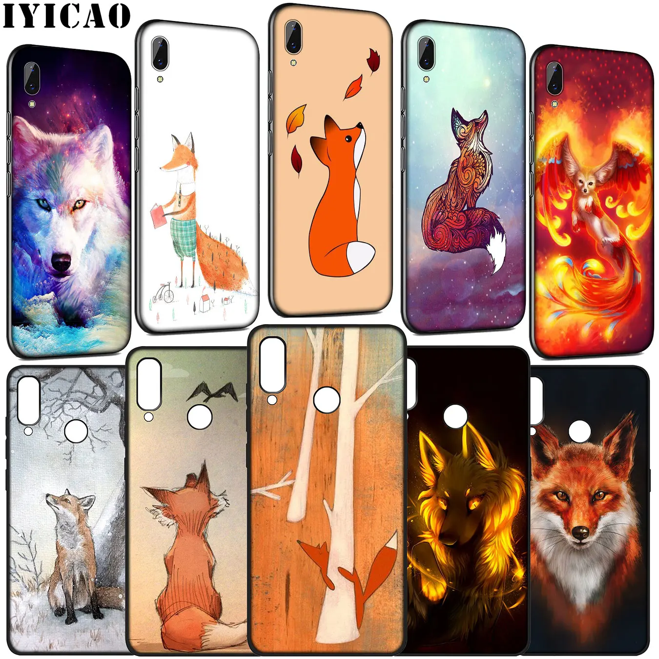 IYICAO Fox red Soft Silicone Case for Huawei Y9 Y7 Y6 Prime 2019 Honor 20 10 9 9X 8C 8X 8 Lite 7C 7X 7A Pro |
