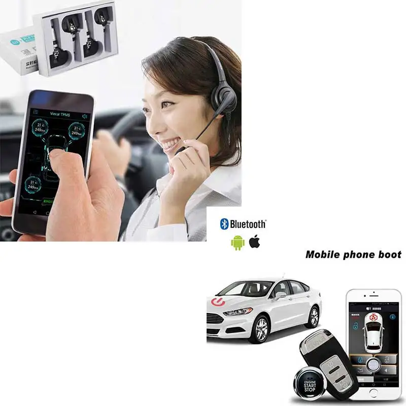  Remote Start Engine Smartphone APP Keyless Entry Car Alarm System Central Locking/Unlock+Tire Press
